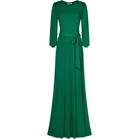 Bon Rosy, Women's, Long Sleeve Printed Maxi Solid Dress, Green, XL