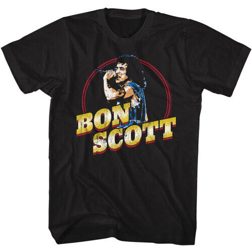 Bon Scott AC/DC Gold Name Black Adult TShirt