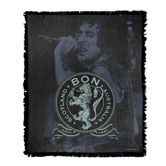 Bon Scott Blanket, 50"x60" Seal Woven Tapestry Cotton Blend Fringed Throw Blanket