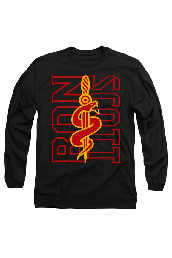 Bon Scott Dagger and Serpent Unisex Adult Long-Sleeve T Shirt, Dagger and Serpent, Medium