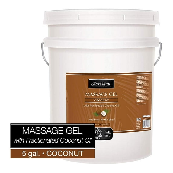 Bon Vital' Coconut Massage Gel, 100% Coconut Oil, 5 Gallons