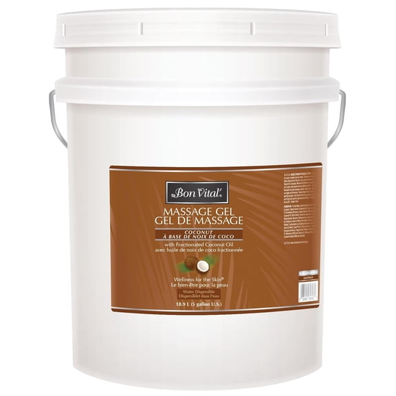 Bon Vital' Coconut Massage Gel, 100% Coconut Oil, 5 Gallons