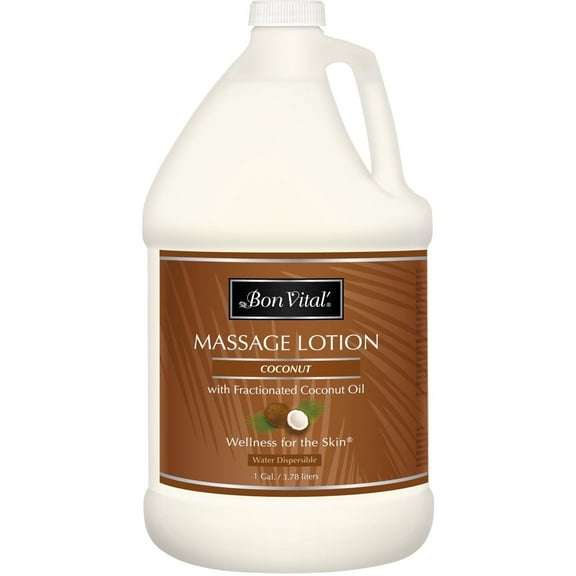 Bon Vital' Coconut Massage Lotion, Lightweight, 100% Coconut Oil, 1 Gallon