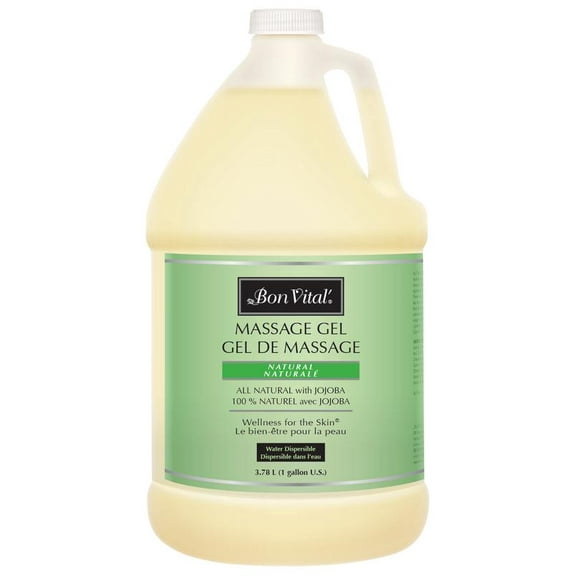 Bon Vital' Naturale Massage Gel, 1 Gallon, Hypoallergenic & Paraben-Free, Natural Massage Lotion Alternative with Botanical Extracts, Lightweight & Non-Greasy Formula, for Sensitive Skin