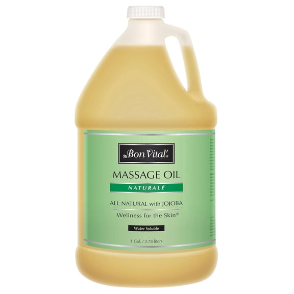 Bon Vital Naturale Massage Oil Made with Natural Ingredients for an Earth-Friendly & Relaxing Massage, Revives and Rehydrates Dry Skin Naturally, with Green Tea Extract, 1 Gal, Label may Vary