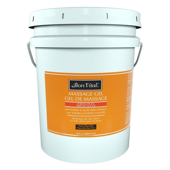 Bon Vital' Original Massage Gel, 5 Gallon Pail, Hypoallergenic & Paraben-Free, Professional Massage Gel, Hydrating Massage Cream Alternative for Dry Skin and Sensitive Skin