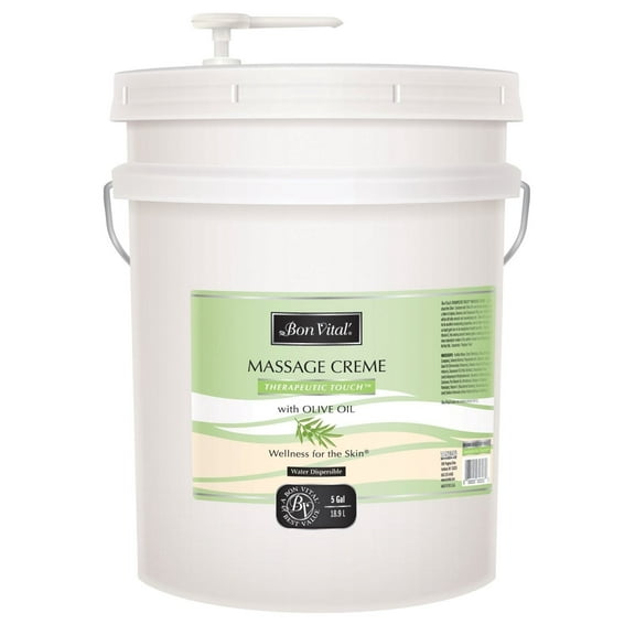 Bon Vital' Therapeutic Touch Massage Crème, Olive Oil, Soothes Sore Muscles, 1 Galllon