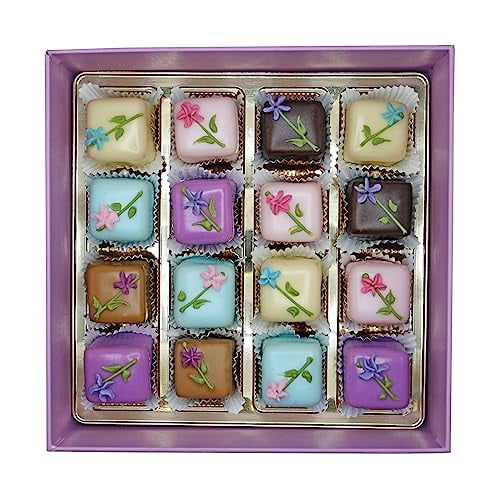 Bon Vivant New York Petit Fours Box Of 9 - Assorted Luxury Mini Cakes With Fondant & Marzipan, 8.2 Oz