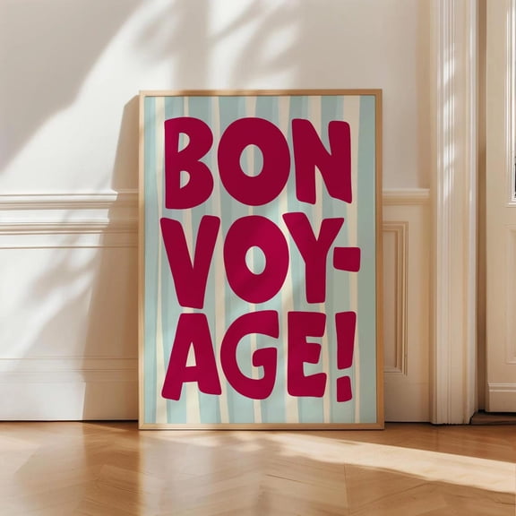 Bon Voyage Blue Entryway Quote Poster Unframed Paper Print
