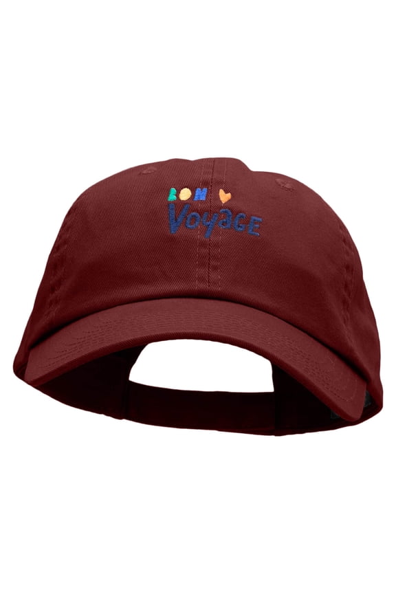 Bon Voyage Embroidered Low Profile Dyed Cotton Twill Cap - Wine OSFM