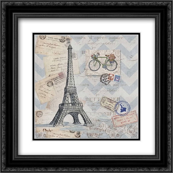 Bon Voyage I 2x Matted 20x20 Black Ornate Framed Art Print by Brent, Paul