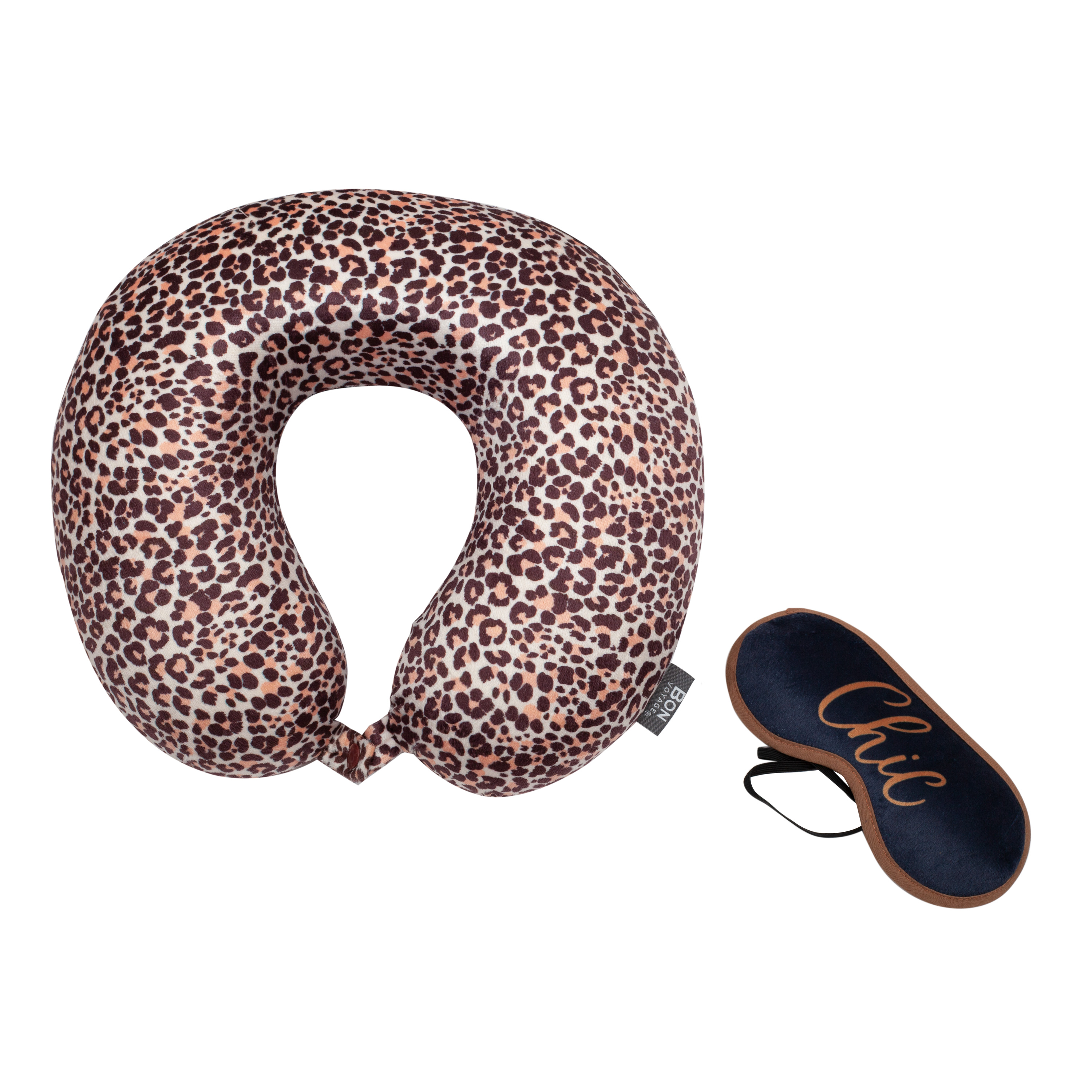 Bon Voyage Memory Foam Travel Neck Pillow with Eye Mask 2PC Travel Set