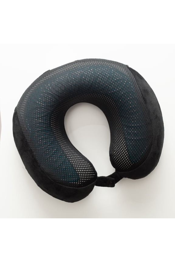 Refreshing Cooling Gel Memory Foam Travel Neck Pillow with a Snap Button, Black