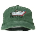 thumbnail image 1 of Bon Voyage Ship Embroidered Washed Cap - Dk Green OSFM, 1 of 5