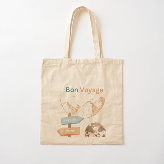 Bon Voyage _ Travel Adventure Cotton Tote Bag Canvas Tote Bag, Family Gift For Mother, Her