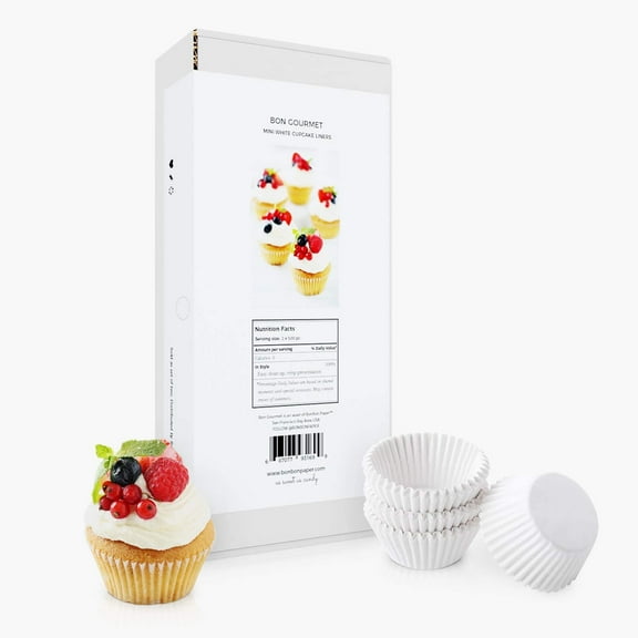 BonBon Paper Mini Cupcake Liners | Non-Toxic Food Grade White Paper Baking Cups for Mini Muffin Pan Liners & Mini Cupcake Liners | 1000 Mini Baking Cups