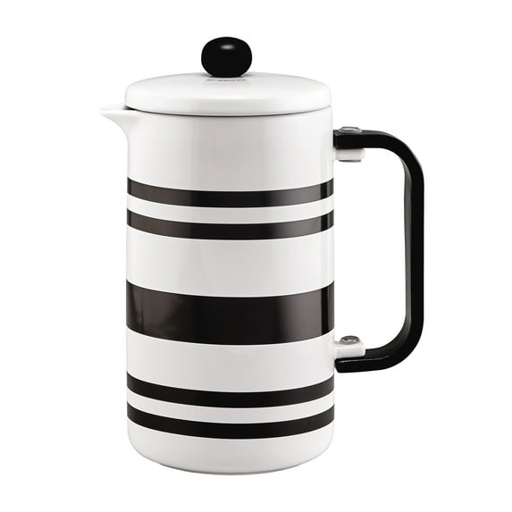 BonJour Stoneware French Press, 8-Cup, Black Stripes