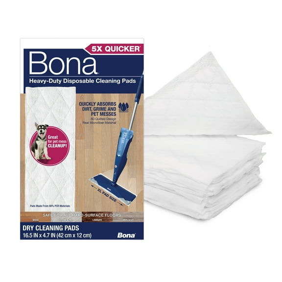 Bona Heavy Duty Disposable Cleaning Pads for Multi-Surface Floors, 10 ct pack