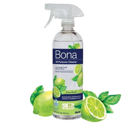 Bona All-Purpose Cleaner - Lime Basil Scent - 24 fl oz - Household Cleaner Cuts Through Tough Grease & Grime - Safe for Household Surfaces