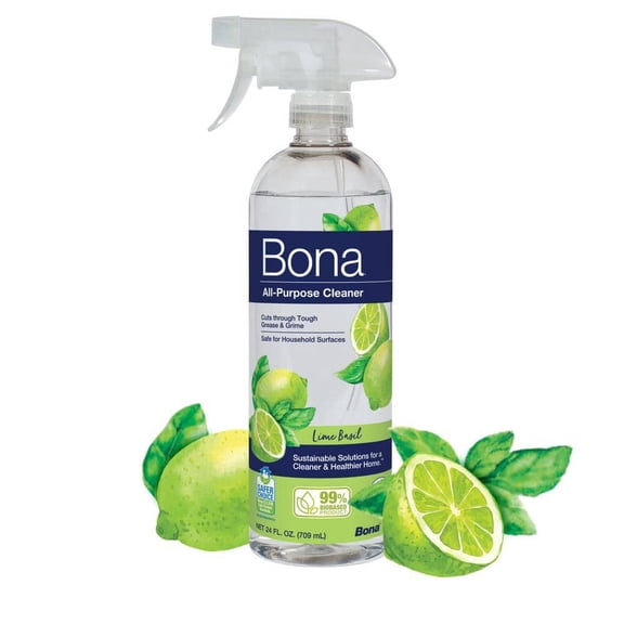 Bona All-Purpose Cleaner - Lime Basil Scent - 24 fl oz - Household Cleaner Cuts Through Tough Grease & Grime - Safe for Household Surfaces