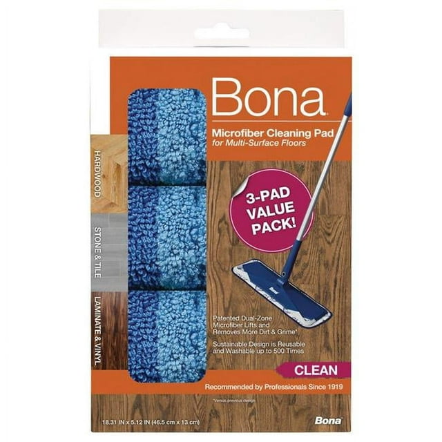 Bona Microfiber Mop Pad for Wood, Laminate, Multisurface Floors, 5.12 x