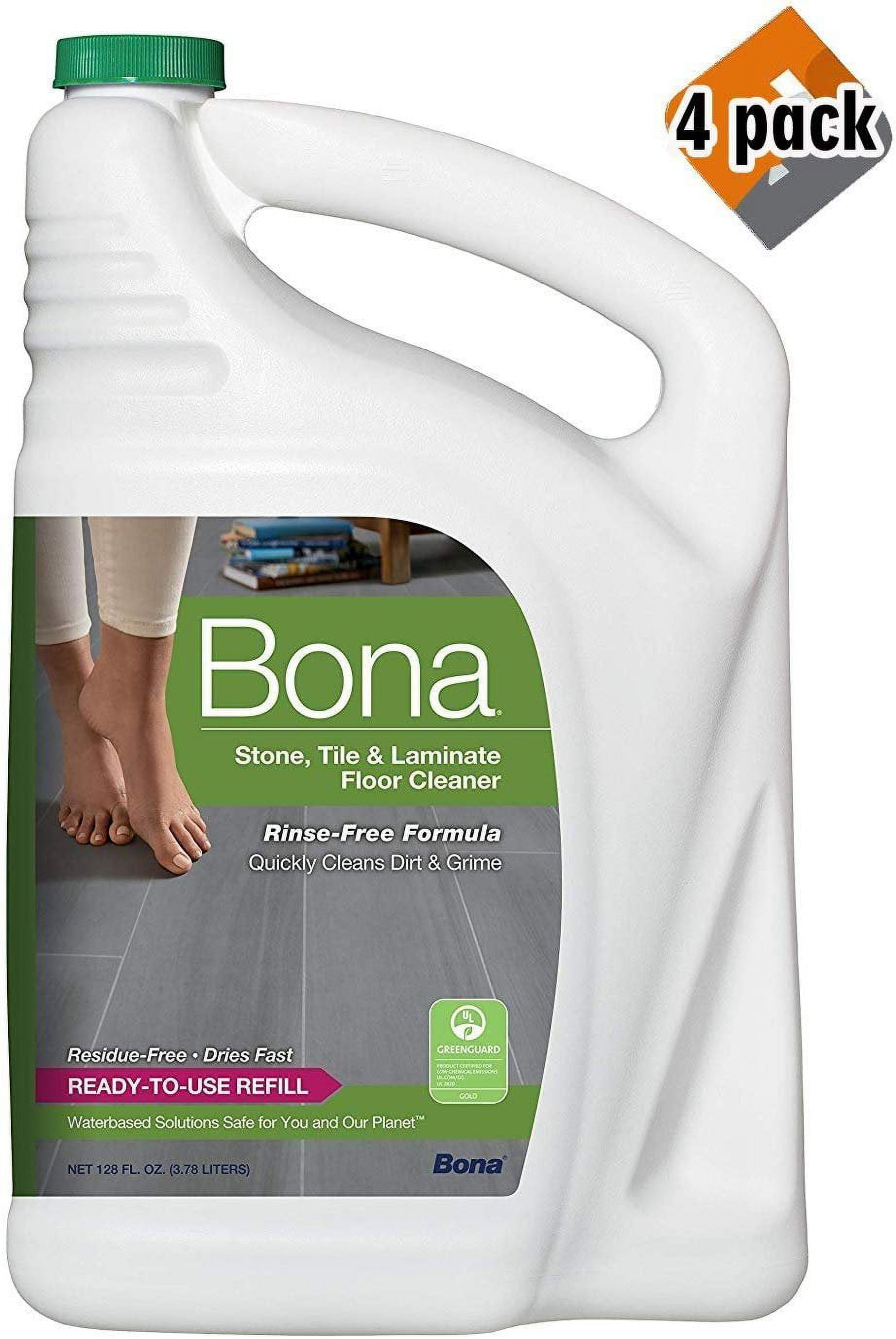 Bona A Stone, Tile & Laminate Floor Cleaner Refill, 128 oz, 4 Pack