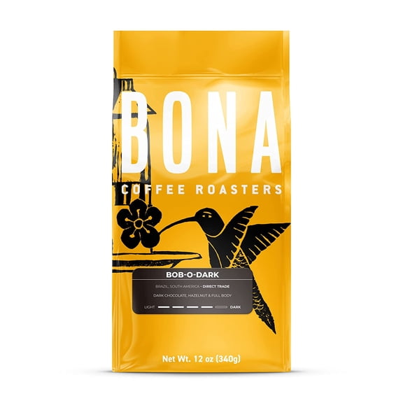 Bona Coffee Roasters, Bob-O-Dark, Roast Medium Dark, 12oz, Notes: Dark Chocolate, Hazelnut and Full Body
