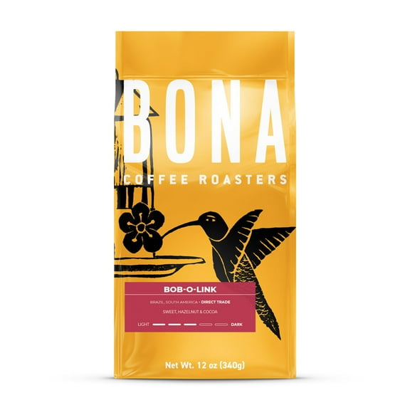 Bona Coffee Roasters, Bob-O-Link Coffee, Roast Medium, 12oz, Notes: Sweet, Fruity and Creamy