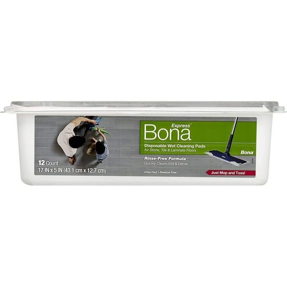 Bona Disposable Wet Cleaning Pads for Hard-Surface Floor Cleaner, White