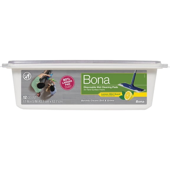 Bona Disposable Wet Cleaning Pads for Hard-Surface Floor Cleaner, White