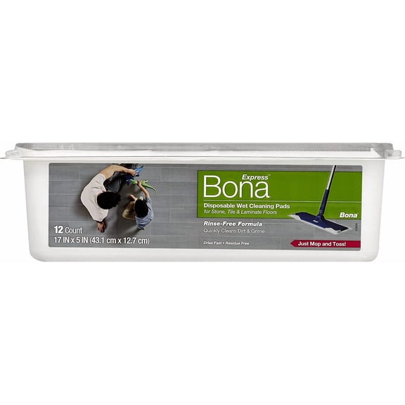 Bona Disposable Wet Cleaning Pads for Hard-Surface Floor Cleaner, White