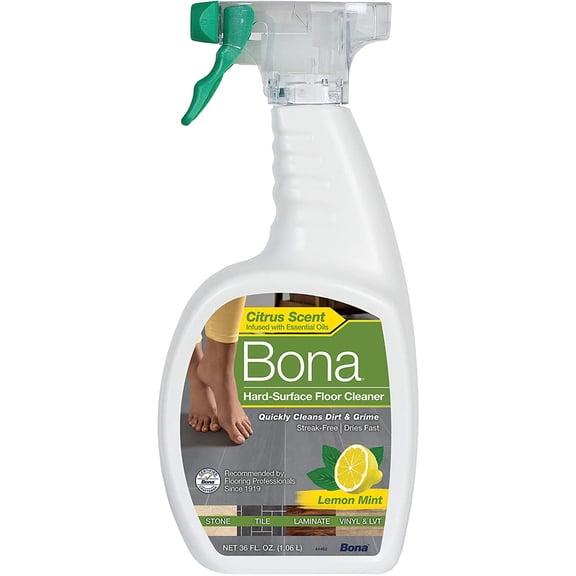 Bona Hard-Surface Floor Cleaner Lemon Mint Scent - Streak-Free Spray - 36oz