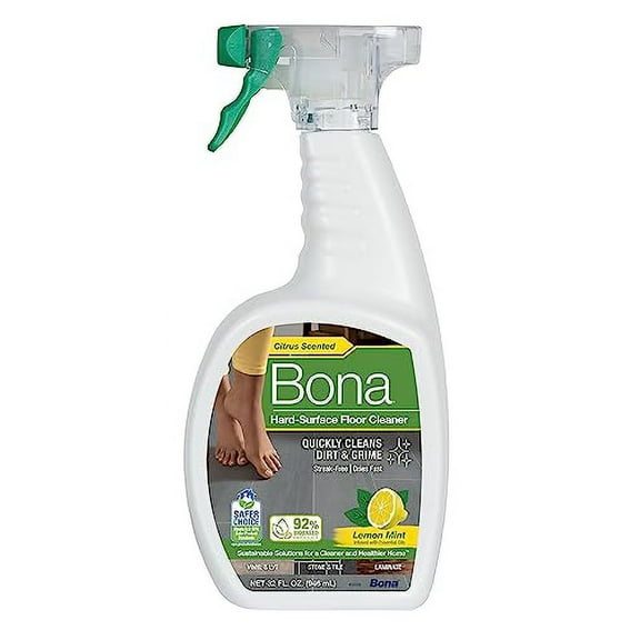 Bona Lemon Mint Multi-Surface Floor Cleaner, for Stone Tile Laminate and Vinyl, Spray, 32 Fl Oz