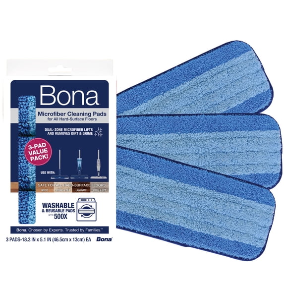 Bona Reusable Microfiber Cleaning Pad, 3ct