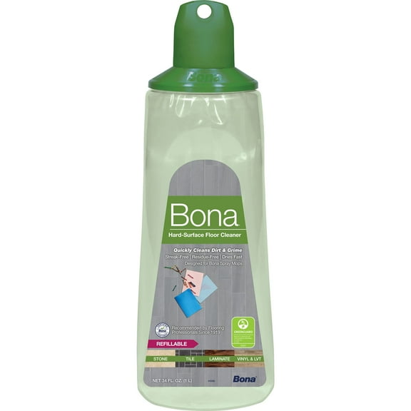 Bona Multi-Surface Floor Cleaner Refillable Spray Mop Cartridge - Ultimate Solution for Sparkling Stone, Tile, Laminate, and Vinyl LVT/LVP Floors - 34 Fl Oz