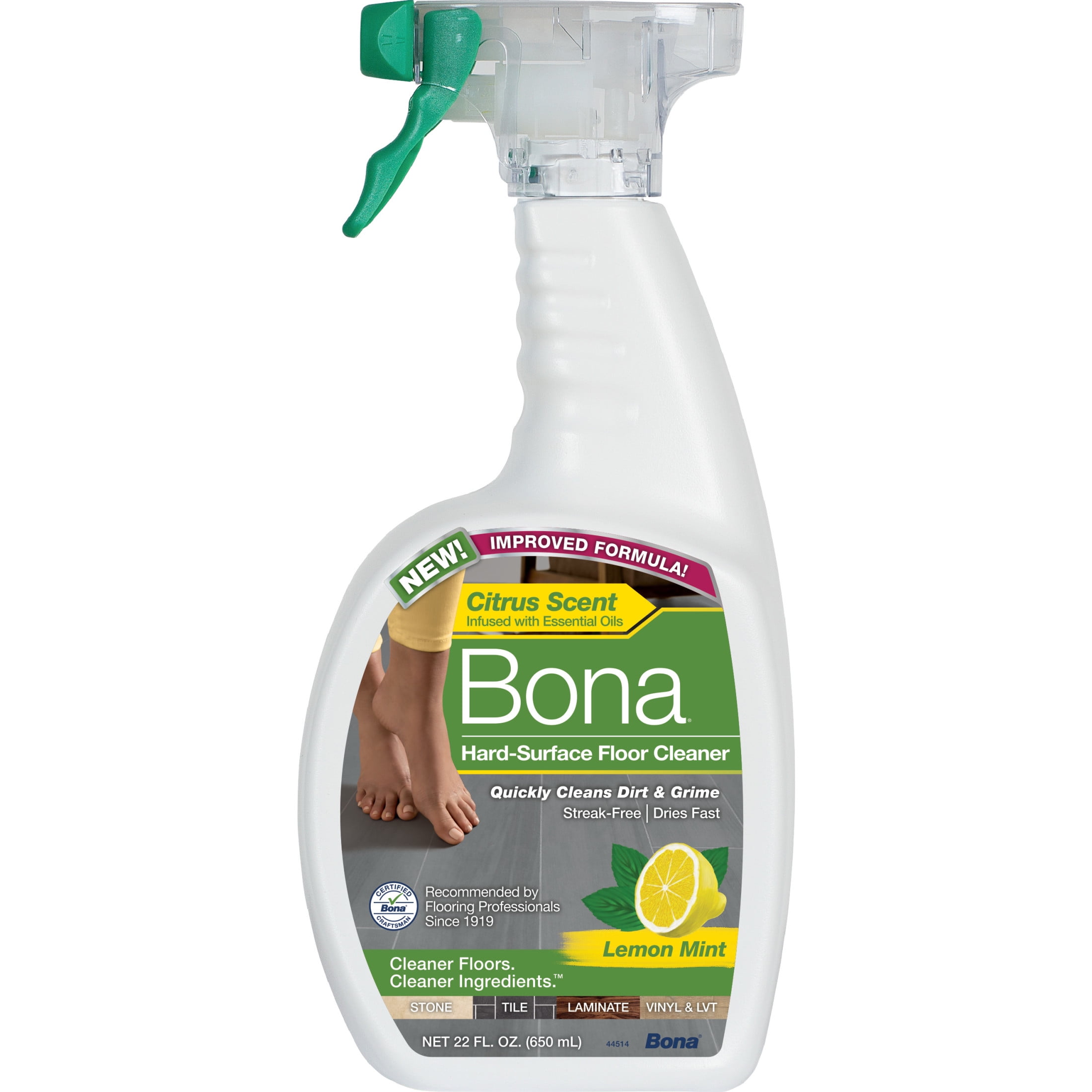 Bona Multi-Surface Floor Cleaner Spray, Lemon Mint Scent, 22 Fluid Ounce