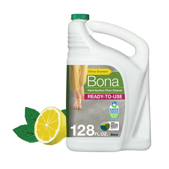 Bona® Multi-Surface Floor Cleaner, for Stone Tile Laminate and Vinyl LVT/LVP with Lemon Mint Scent Refill 128 Fl Oz