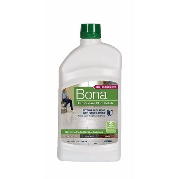Bona Multi-Surface Floor Polish - 32 fl oz - High Gloss Shine - 32 oz covers 500sq ft of flooring - for use on Stone, Tile, Laminate, and Vinyl Floors