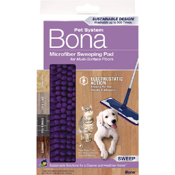 Bona Pet System Microfiber Sweeping Pad - Multi-Surface Floor Cleaner Pad for Pet