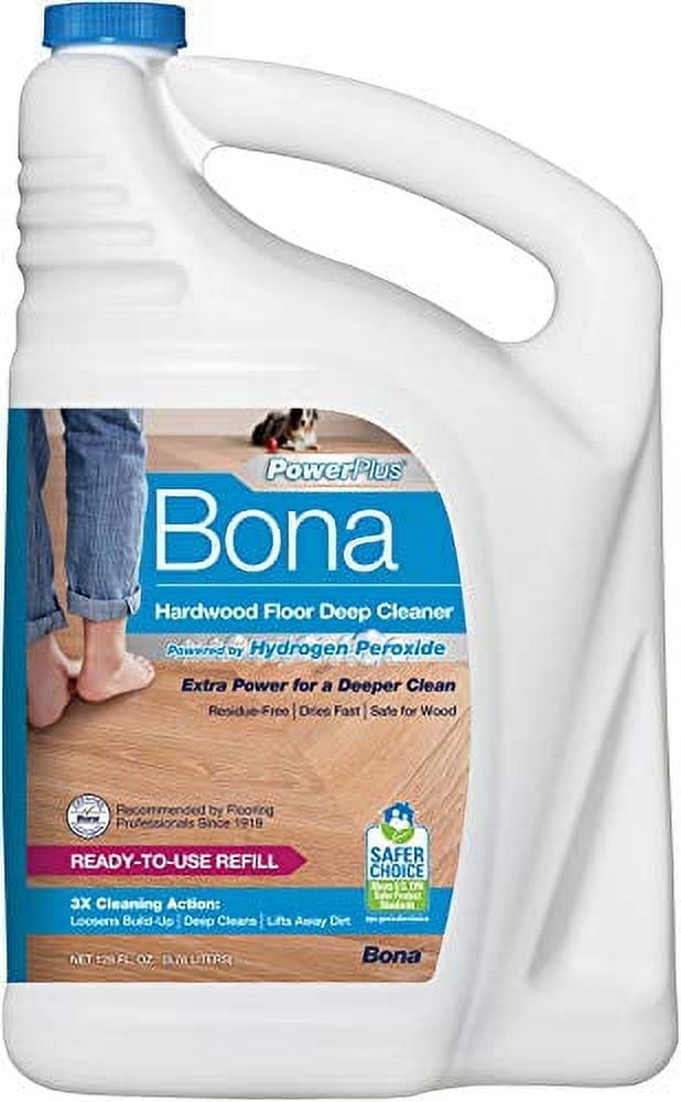 Bona Powerplus Hardwood Floor Deep Cleaner Refill, Oxygenated Formula, 128 Fl Oz