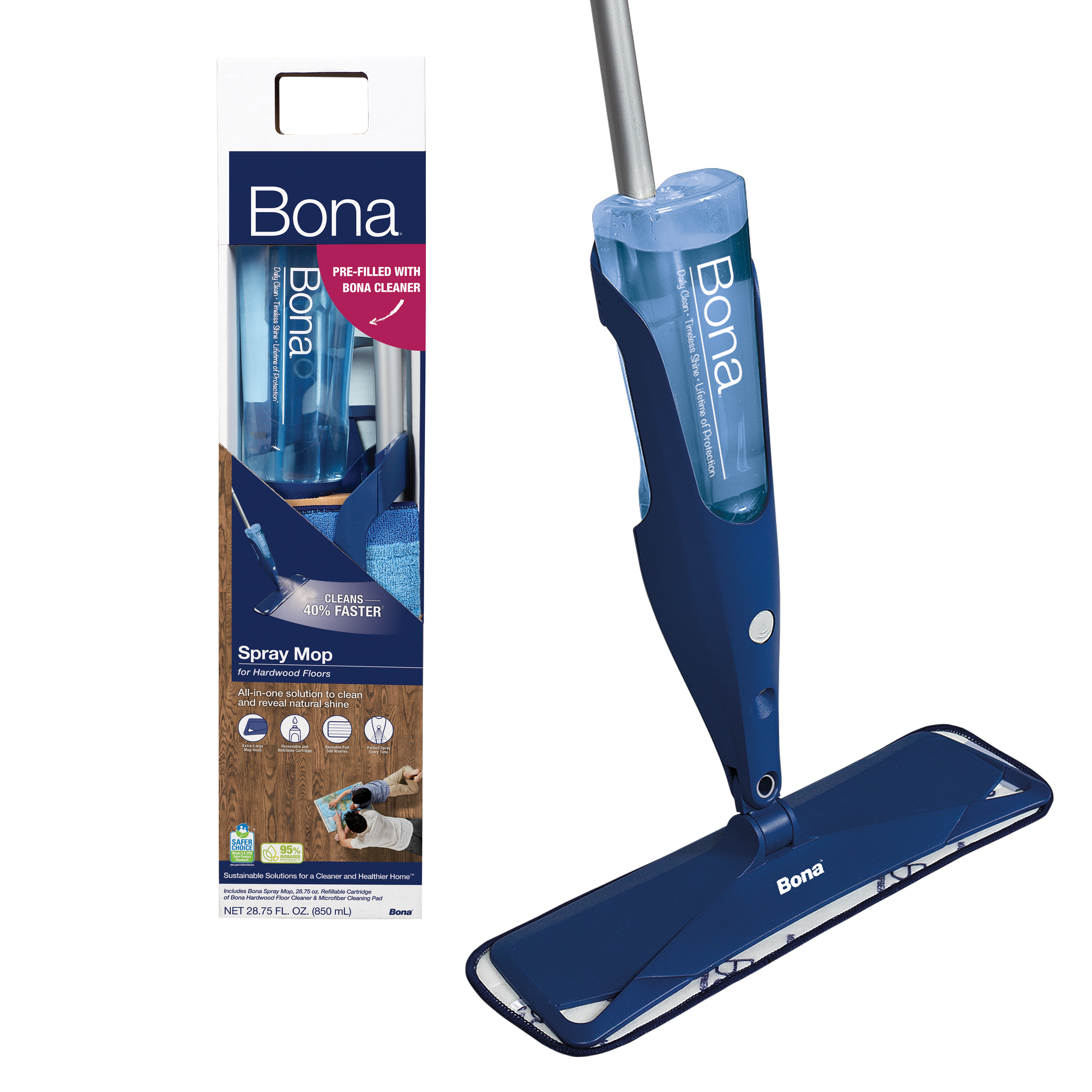 Bona Spray Mop for Hardwood Floors, with Refillable Cartridge & Washable Microfiber Pad - image 1 of 7