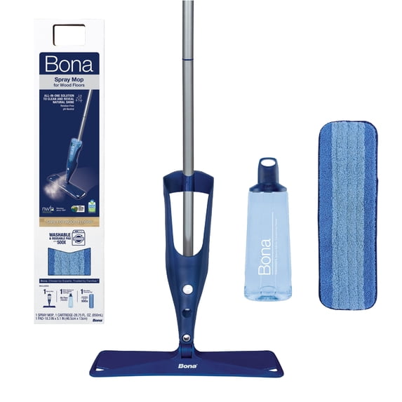 Bona Spray Mop for Hardwood Floors Kit - Includes Reusable Microfiber Cleaning Pad and Pre-Filled Cartridge