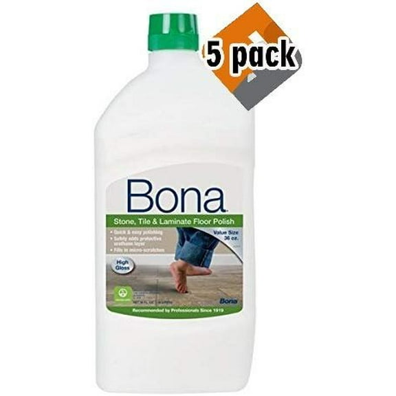 Bona Stone Tile & Laminate Floor Polish - Liquid Floor Cleaner - 5 Pack, 36 oz