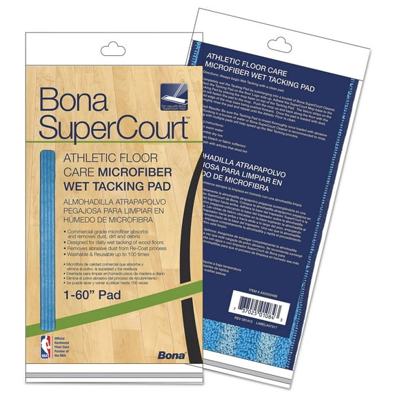Bona Us Supercourt Athletic Floor Care Microfiber Wet Tacking Pad, 60", Light/dark Blue