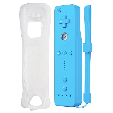 Bonacell Wii Controller - Blue, Wii Remote Controller with Silicone Case and Wrist Strap Compatible for Wii/Wii U