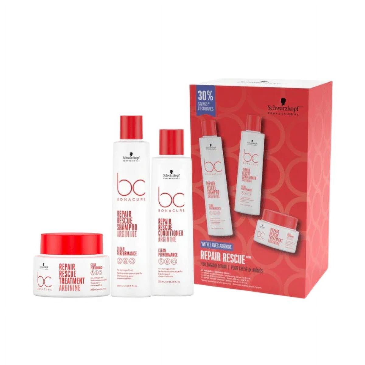 Bonacure Repair Rescue Combo - Shampoo 8.5oz, Conditioner 6.8oz, Treatment 6.8oz Plus Free Otto ProComb