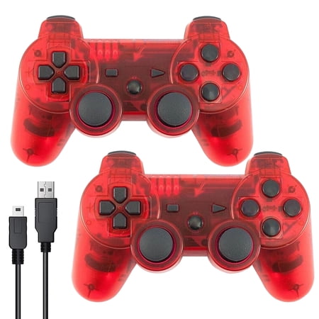 Bonadget 2 Pack Controller for PS3 Wireless Controller for Sony Playstation 3, Double-Shock 3, Rechargeable, Motion Sensor, 360° Analog Joysticks, Remote for PS3, 2 USB Charging Cords