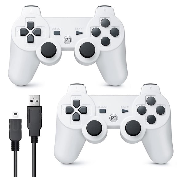 Bonadget 2 Pack PS3 Wireless Controller Compatible with Playstation 3, High Performance Gaming Controller with Upgraded Joystick for Playstation 3