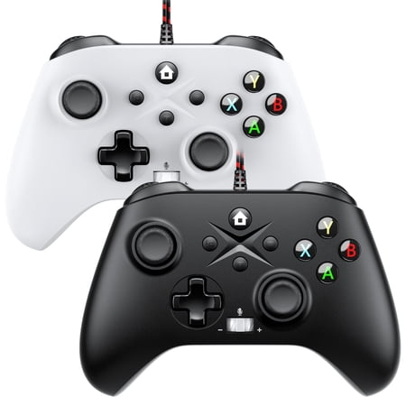 Bonadget Wired USB Video Game Controller for Xbox One Series X/S Windows 10, Black White, 2 Count