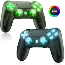 Bonadget 2 Pack Wireless Controller for PS4,with Custom LED Light Compatible with Playstation 4/Slim/Pro, PS4 Remote Controller Support Turbo/Dual Vibration/6-Axis Motion Sensor/ Touch Pad